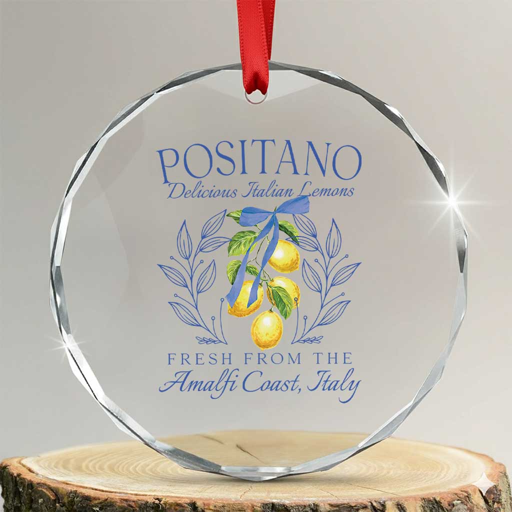 Positano Italy Crystal Glass Ornament Amalfi Coast Italian Lemons Town Italy Vacation TS10 Transparent Glass 3'' Circle Print Your Wear