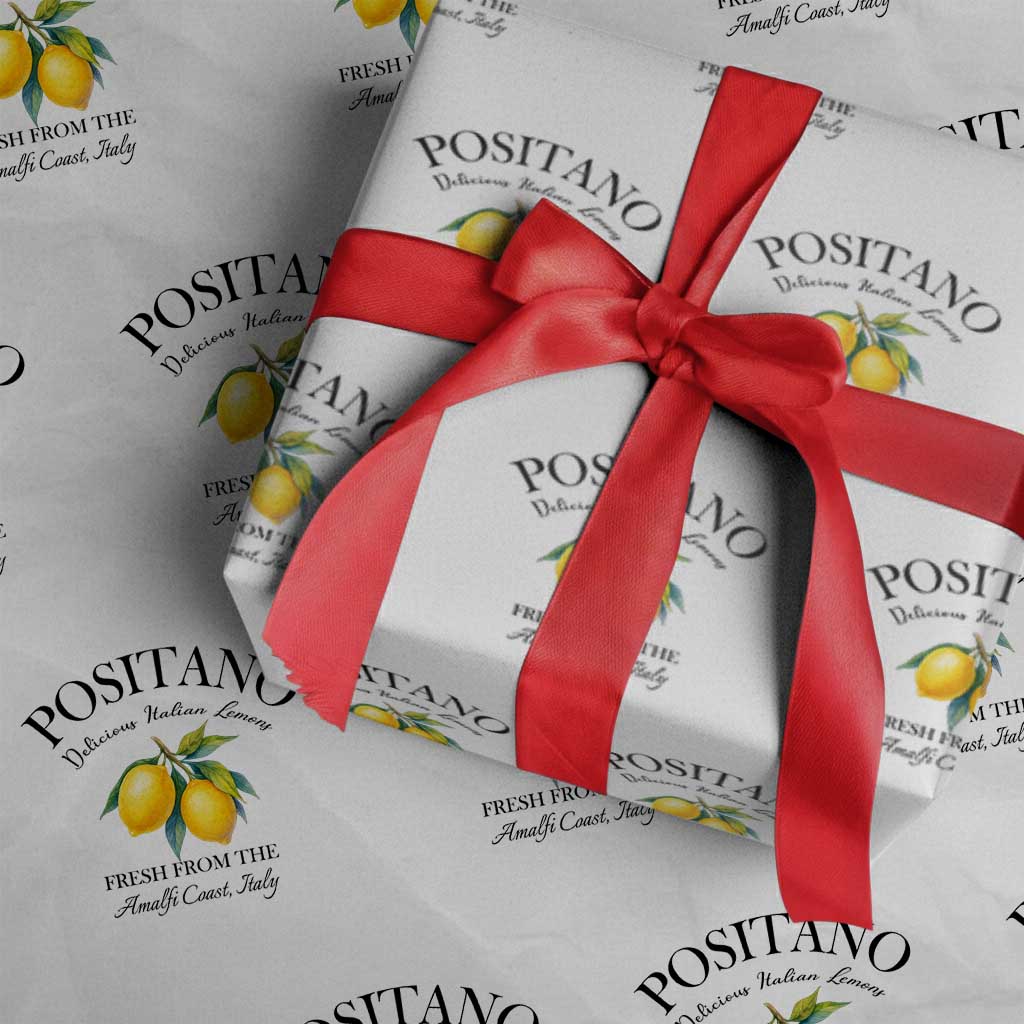 Positano Lemons Wrapping Paper Roll Fresh from the Amalfi Coast Italian Fruit TS02 White Print Your Wear