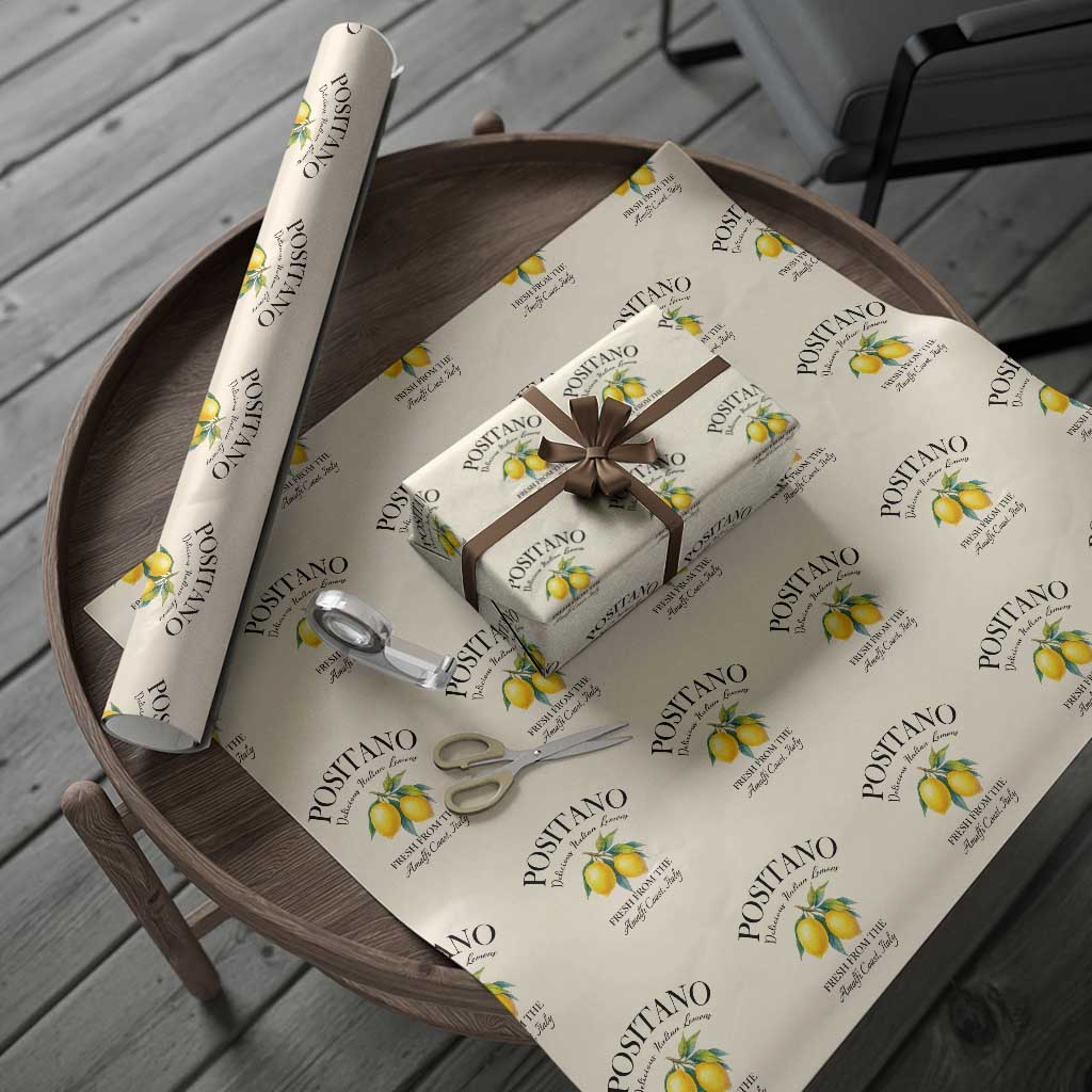 Positano Lemons Wrapping Paper Roll Fresh from the Amalfi Coast Italian Fruit TS02 Beige Print Your Wear