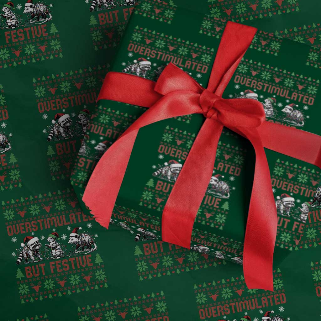 Possum Christmas Wrapping Paper Roll Funny Overstimulated But Festive TS14 Green Print Your Wear