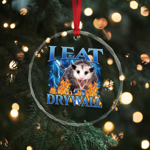 Possum Meme Crystal Glass Ornament I Eat Drywall Opossum Funny Weird Cursed Internet Memes - Print Your Wear