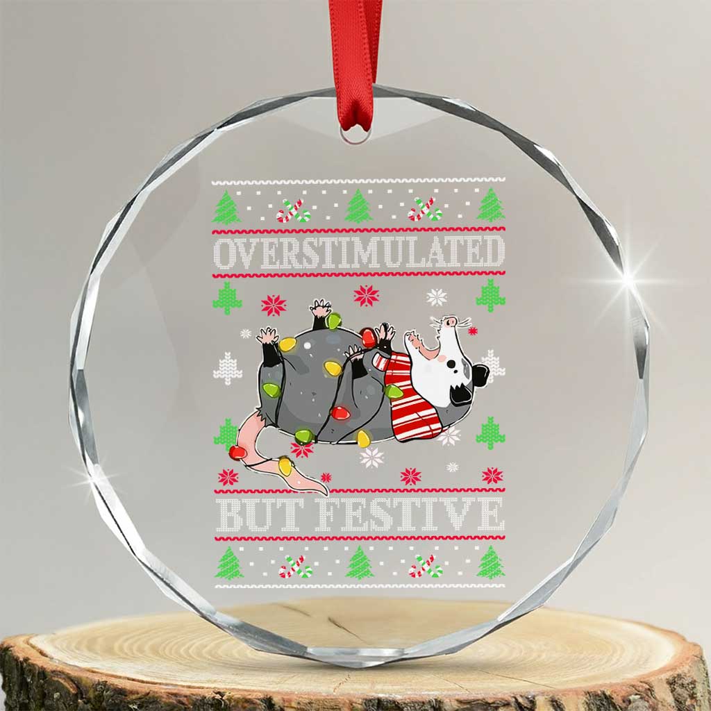 Possum Xmas Crystal Glass Ornament Overstimulated But Festive TS10 Transparent Glass 3'' Circle Print Your Wear