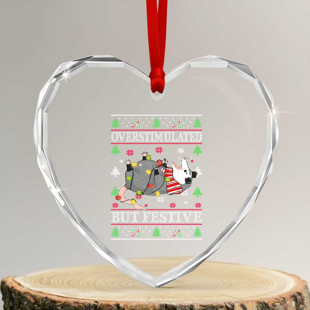 Possum Xmas Heart Crystal Glass Ornament Overstimulated But Festive TS10 Transparent Glass 3'' Heart Print Your Wear