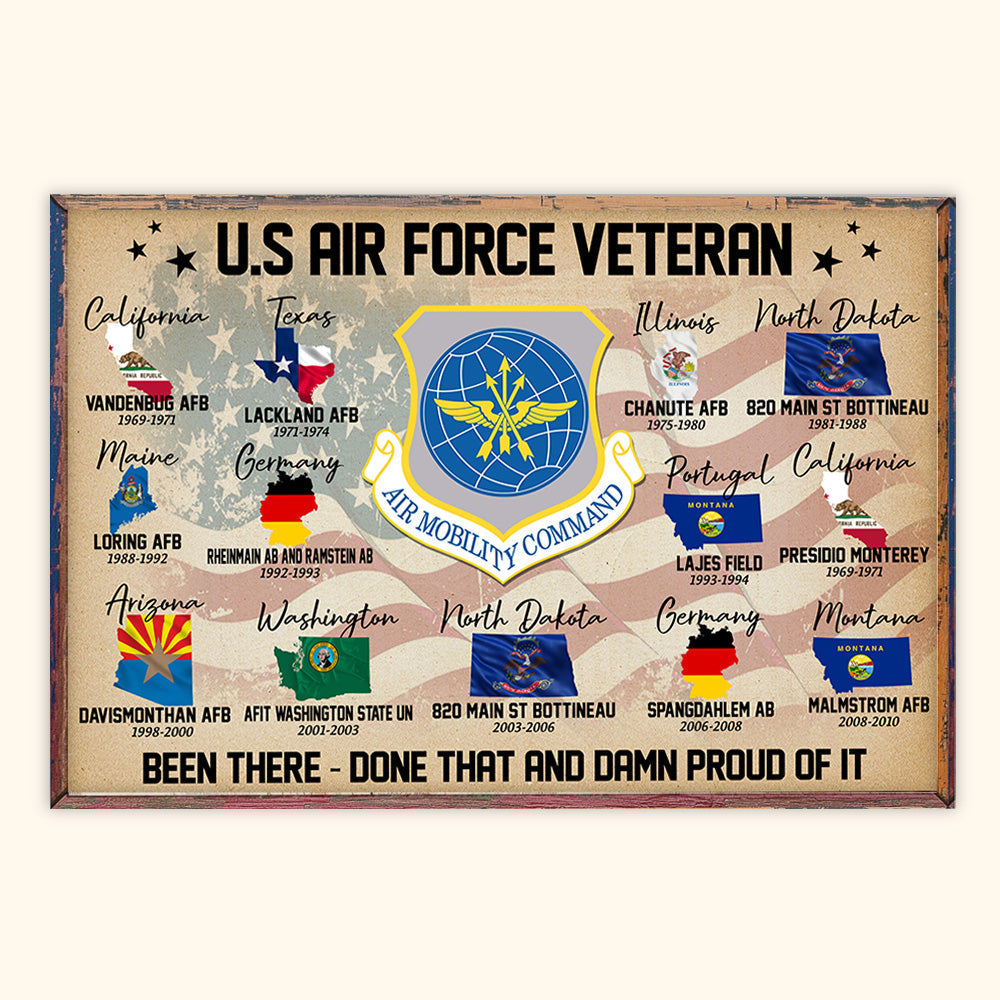 Personalized Veteran Poster Divisions and Base CTM Canvas Custom - Printyourwear
