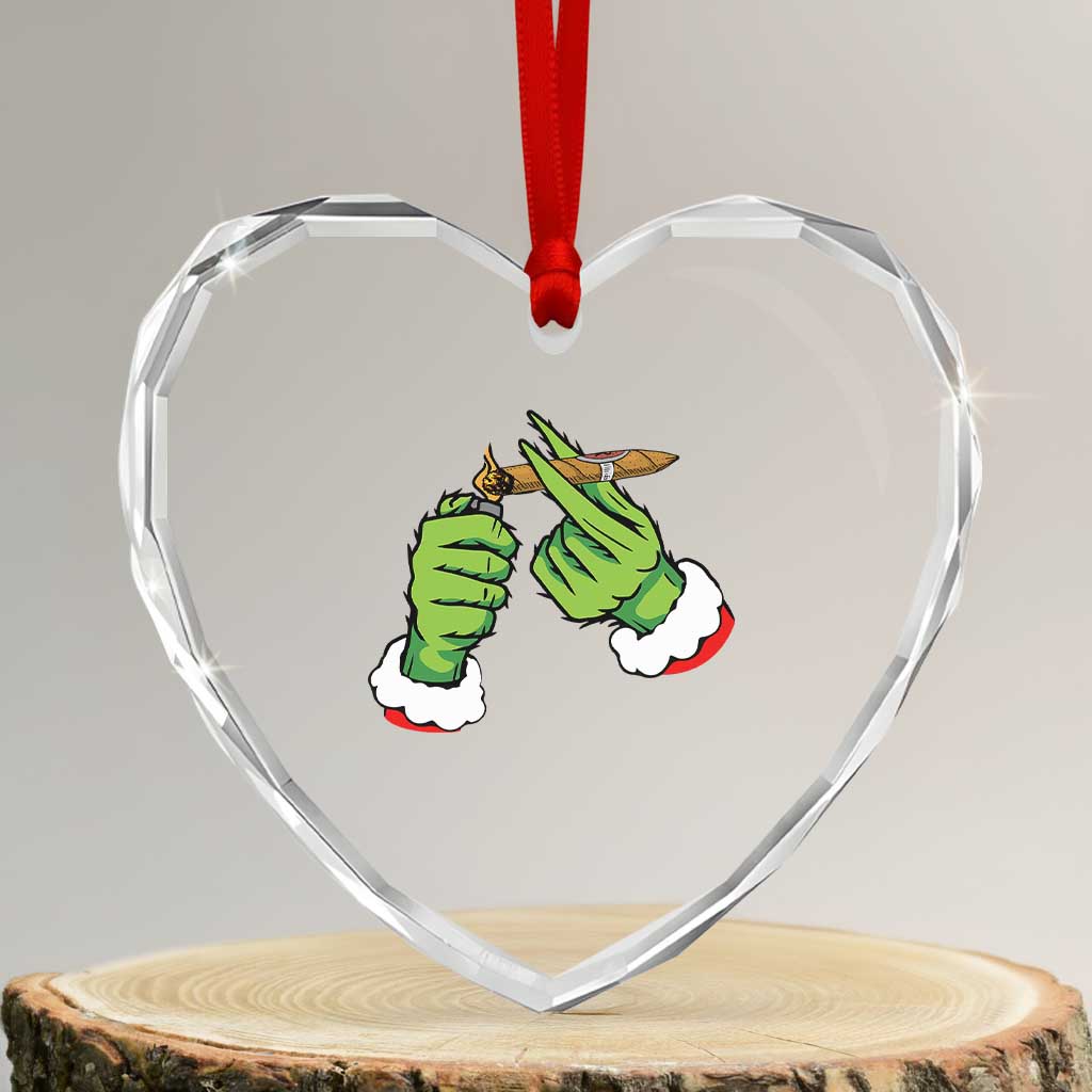 Pothead Xmas Heart Crystal Glass Ornament Cannabis Weed Adult Christmas Party TS10 Transparent Glass 3'' Heart Print Your Wear