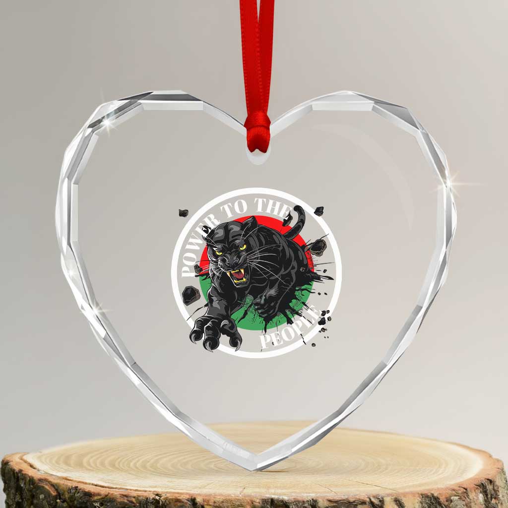 Power To The People Black Panther Party Heart Crystal Glass Ornament Black History Month TS11 Transparent Glass 3'' Heart Print Your Wear