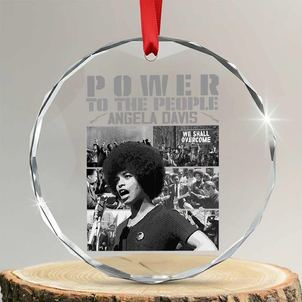 Power To The People Crystal Glass Ornament Black History Angela Davis Black Panther Party TS10 Transparent Glass 3'' Circle Print Your Wear