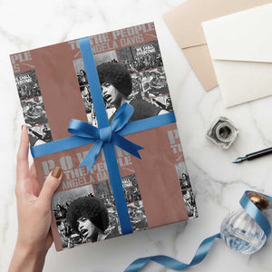 Power To The People Wrapping Paper Roll Black History Angela Davis Black Panther Party TS10 Mocha Print Your Wear