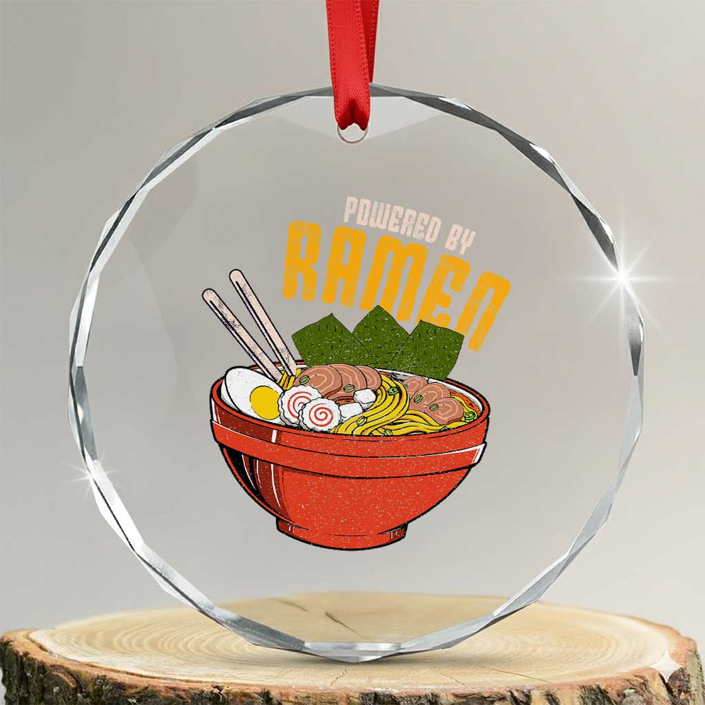 Powered by Ramen Crystal Glass Ornament Japanese Love Anime Noodles TS10 Transparent Glass 3'' Circle Print Your Wear