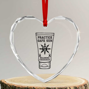 Practice Safe Sun Heart Crystal Glass Ornament Funny Melanoma Skin Cancer Graphic TS12 Transparent Glass 3'' Heart Print Your Wear