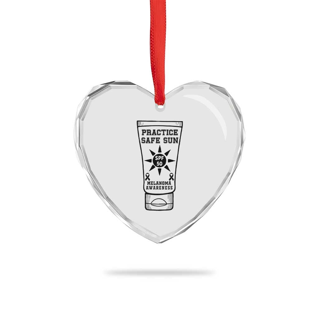Practice Safe Sun Heart Crystal Glass Ornament Funny Melanoma Skin Cancer Graphic TS12 Print Your Wear