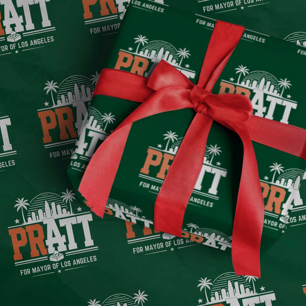 Pratt for Mayor of Los Angeles Retro Skyline Graphic Wrapping Paper Roll Support Local Leadership LA City California Pride TS02 Green Print Your Wear