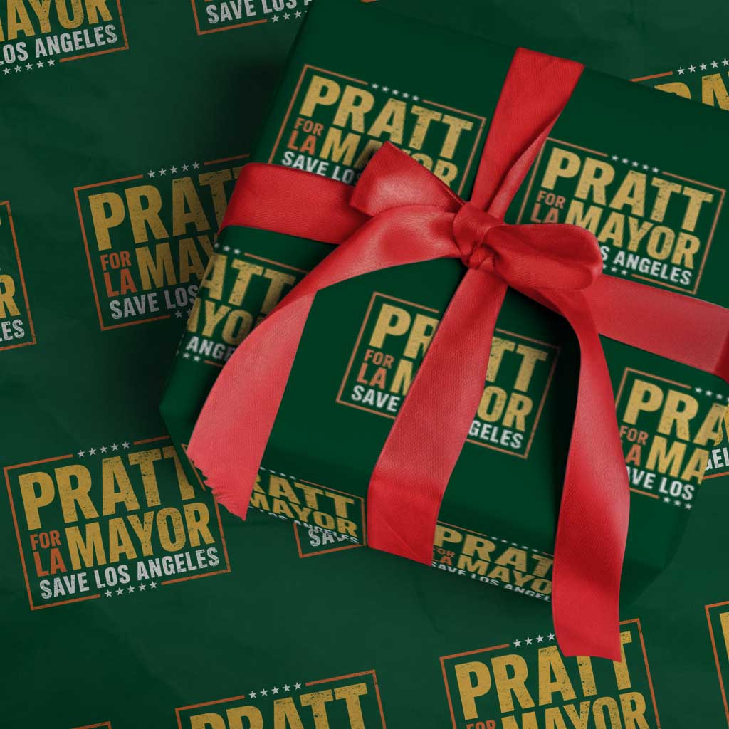 Pratt For Mayor Save Los Angeles Wrapping Paper Roll Spencer Supporter TS11 Green Print Your Wear