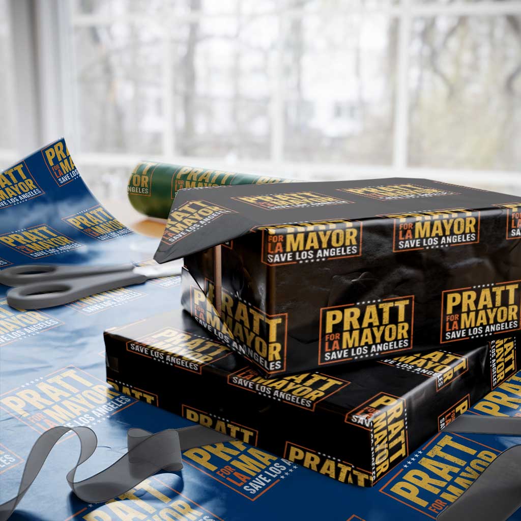Pratt For Mayor Save Los Angeles Wrapping Paper Roll Spencer Supporter TS11 Black Print Your Wear