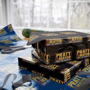 Pratt For Mayor Save Los Angeles Wrapping Paper Roll Spencer Supporter TS11 Black Print Your Wear