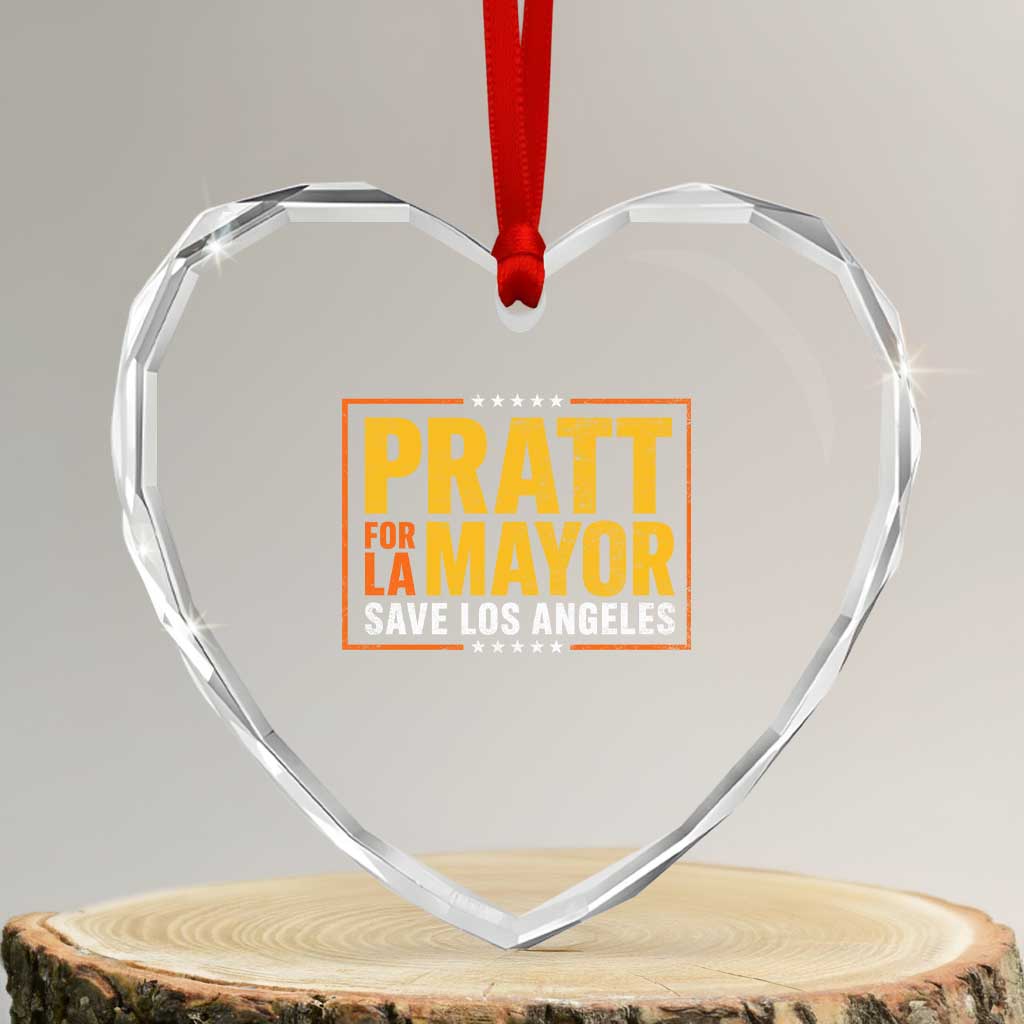 Pratt For Mayor Save Los Angeles Heart Crystal Glass Ornament Spencer Supporter TS11 Transparent Glass 3'' Heart Print Your Wear
