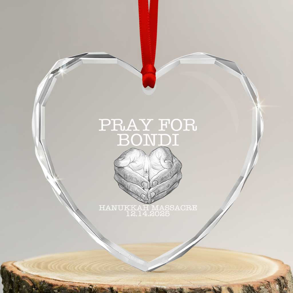 Pray for Bondi Australia Heart Crystal Glass Ornament Hanukkah Memorial December 14 Tribute Support TS02 Transparent Glass 3'' Heart Print Your Wear