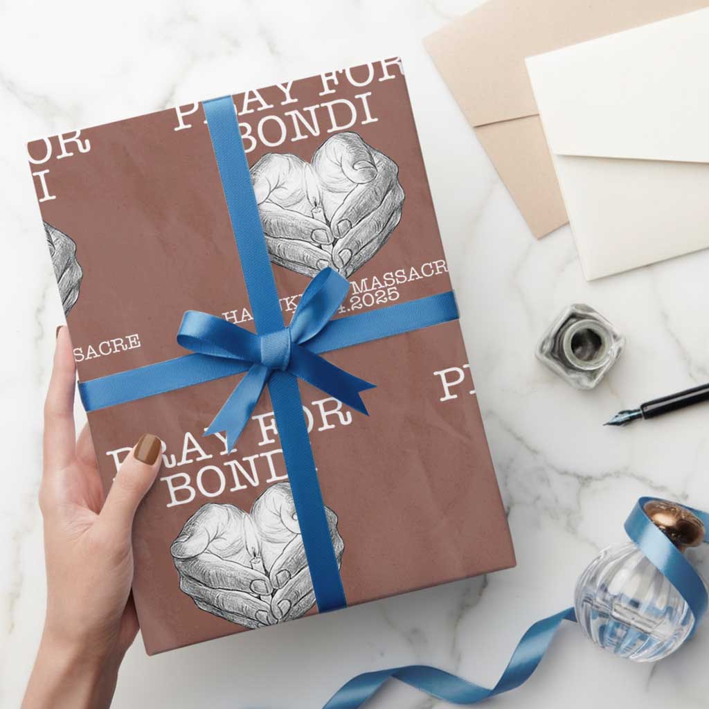 Pray for Bondi Australia Wrapping Paper Roll Hanukkah Memorial December 14 Tribute Support TS02 Mocha Print Your Wear
