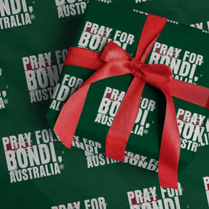 Pray for Bondi Australia Wrapping Paper Roll Memorial Unity and Support Tribute TS02 Green Print Your Wear