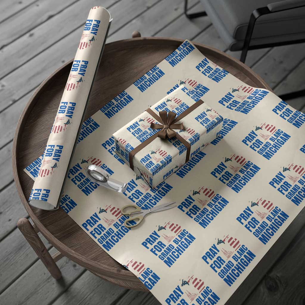 Pray for Grand Blanc Michigan Wrapping Paper Roll American Flag Christian Support TS02 Beige Print Your Wear