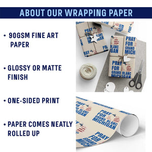 Pray for Grand Blanc Michigan Wrapping Paper Roll American Flag Christian Support TS02 Print Your Wear