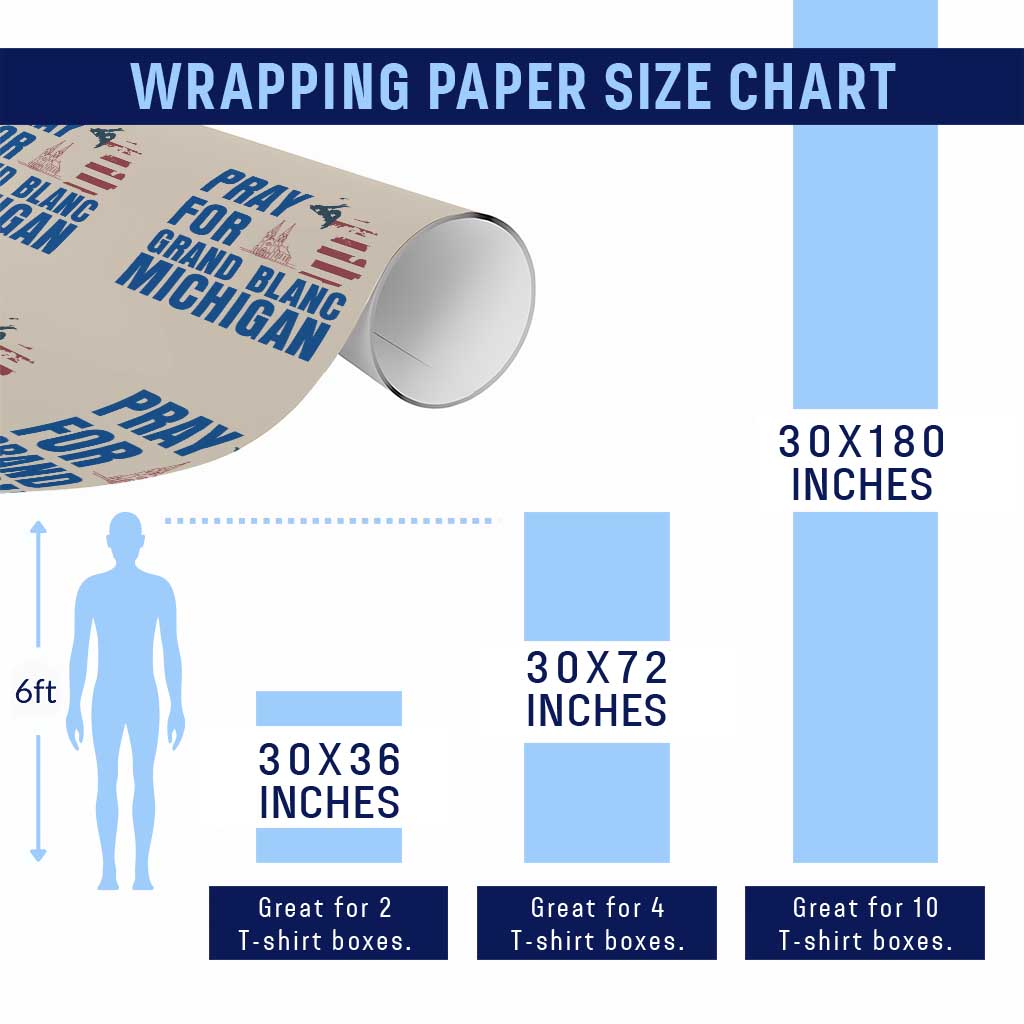 Pray for Grand Blanc Michigan Wrapping Paper Roll American Flag Christian Support TS02 Print Your Wear