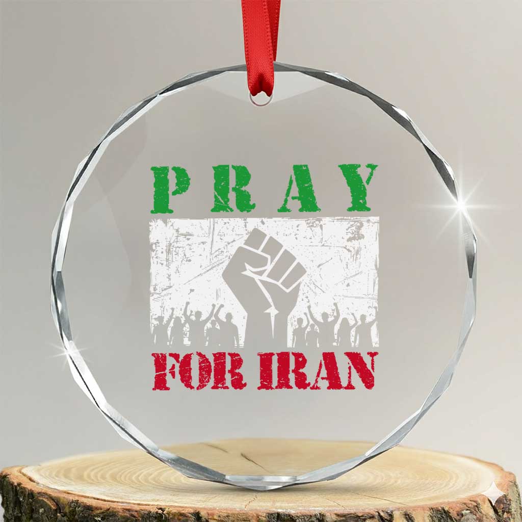 Pray For Iran Crystal Glass Ornament Support Iranian People Peace TS12 Transparent Glass 3'' Circle Print Your Wear
