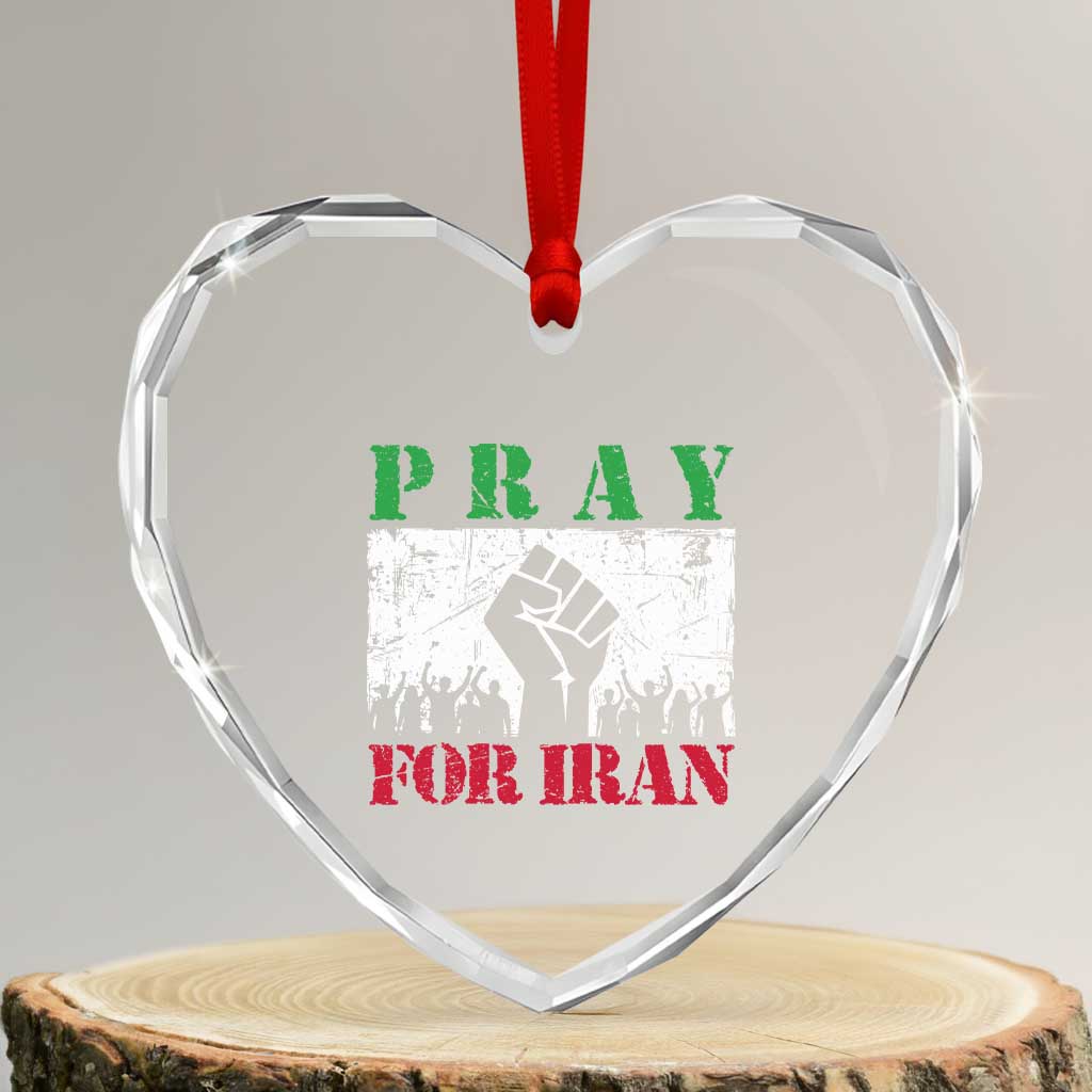 Pray For Iran Heart Crystal Glass Ornament Support Iranian People Peace TS12 Transparent Glass 3'' Heart Print Your Wear