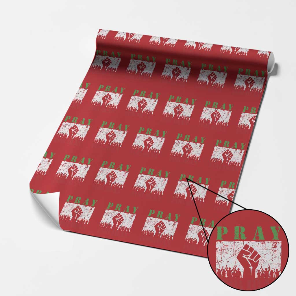 Pray For Iran Wrapping Paper Roll Support Iranian People Peace TS12 Red Print Your Wear