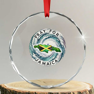 Pray For Jamaica Hurricane Support Crystal Glass Ornament Strong Island Map and Storm Graphic TS02 Transparent Glass 3'' Circle Print Your Wear