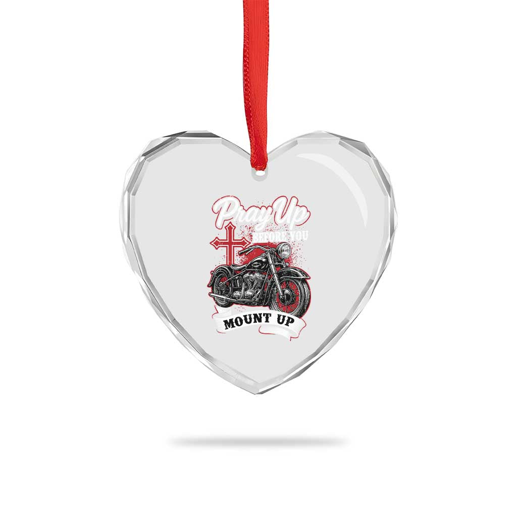 Pray Up Before You Mount Up Heart Crystal Glass Ornament Christian Biker Religious Faith TS11 Print Your Wear