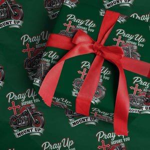 Pray Up Before You Mount Up Wrapping Paper Roll Christian Biker Religious Faith TS11 Green Print Your Wear