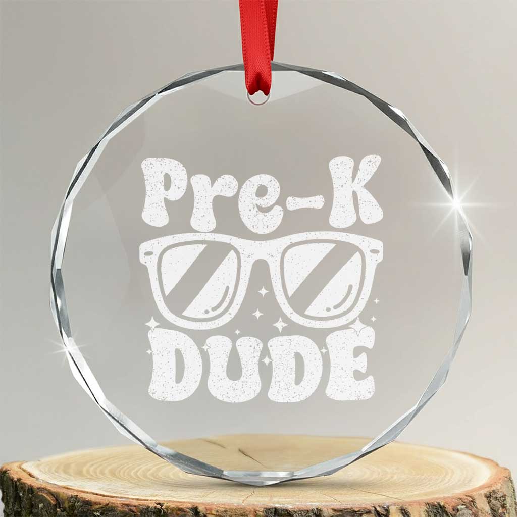 Pre-k Dude Crystal Glass Ornament Funny Back to School First Day of Preschool TS10 Transparent Glass 3'' Circle Print Your Wear