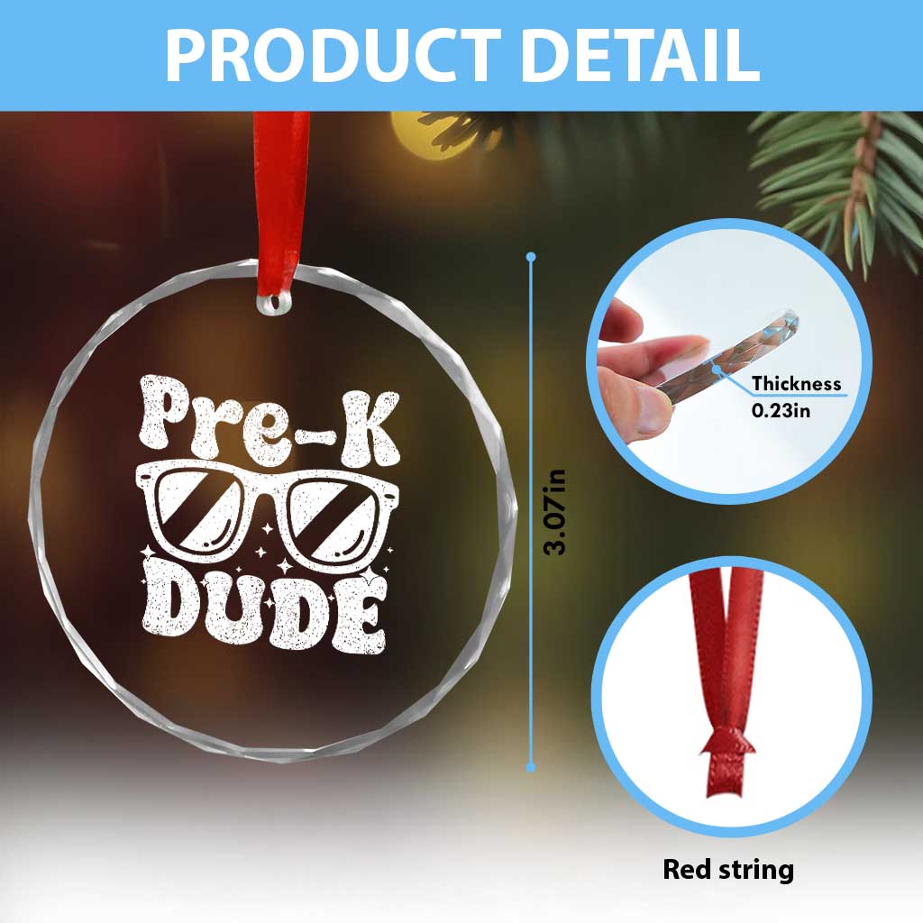 Pre-k Dude Crystal Glass Ornament Funny Back to School First Day of Preschool TS10 Print Your Wear