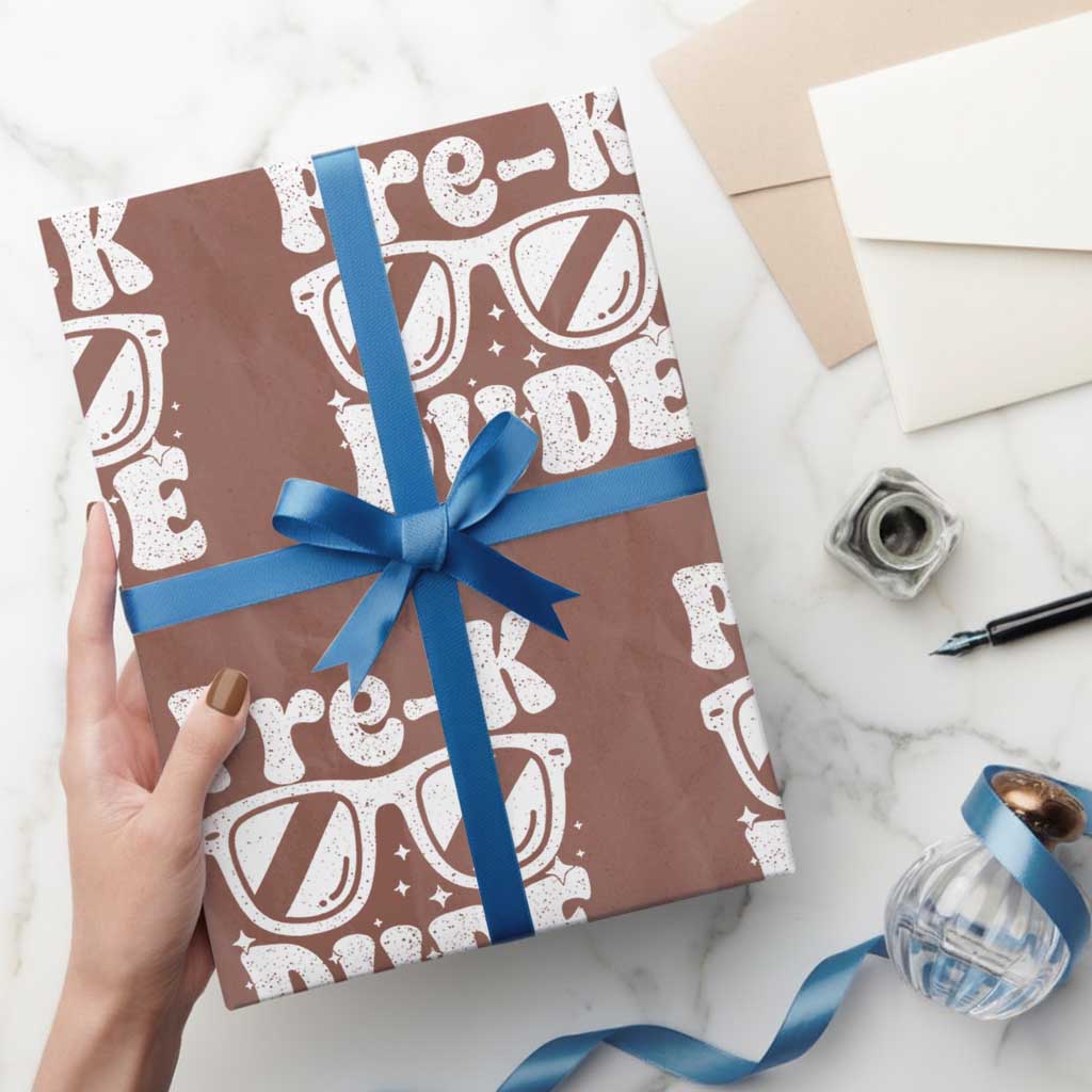 Pre-k Dude Wrapping Paper Roll Funny Back to School First Day of Preschool TS10 Mocha Print Your Wear