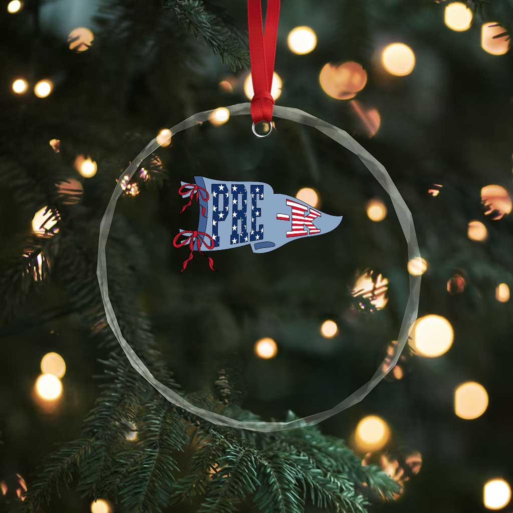 Pre-K Teacher Pennant US Flag Back to School Crystal Glass Ornament TS14 Print Your Wear
