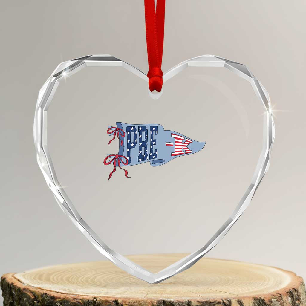 Pre-K Teacher Pennant US Flag Back to School Heart Crystal Glass Ornament TS14 Transparent Glass 3'' Heart Print Your Wear