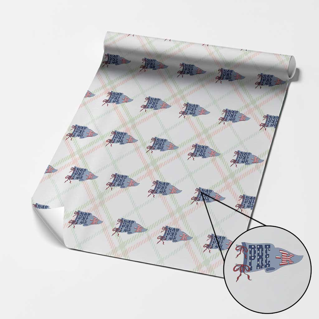 Pre-K Teacher Pennant US Flag Back to School Wrapping Paper Roll TS14 Christmas Plaid Print Your Wear