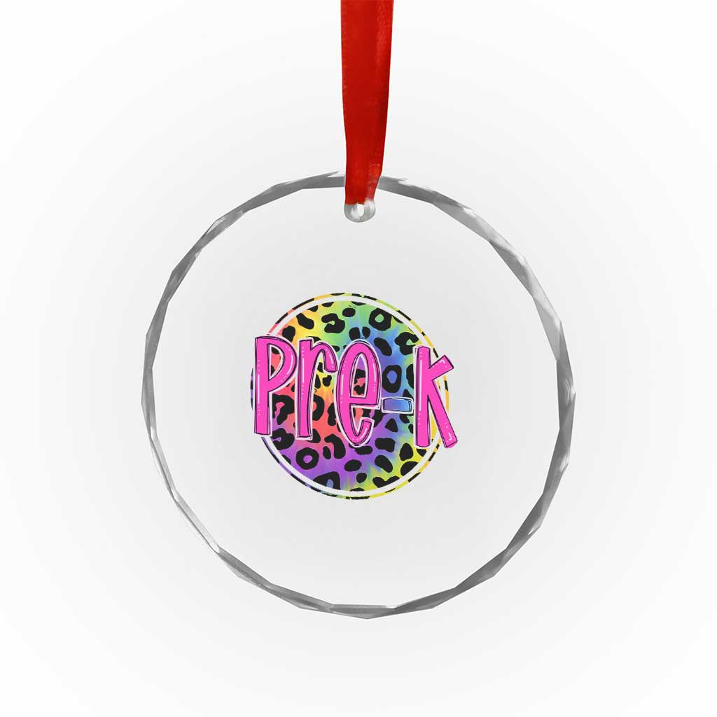Pre-Kindergarten Neon Leopard Effect Printing Crystal Glass Ornament Wild About PreK Teacher Student Gift