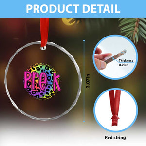 Pre-Kindergarten Neon Leopard Effect Printing Crystal Glass Ornament Wild About PreK Teacher Student Gift