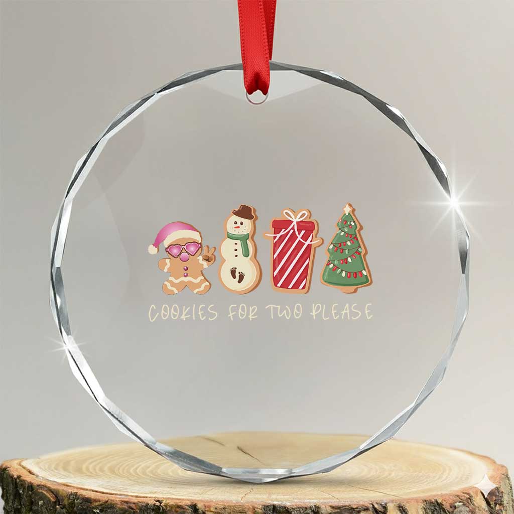 Pregnancy Announcement Crystal Glass Ornament Cookies For Two Please Xmas Maternity Gift TS10 Transparent Glass 3'' Circle Print Your Wear