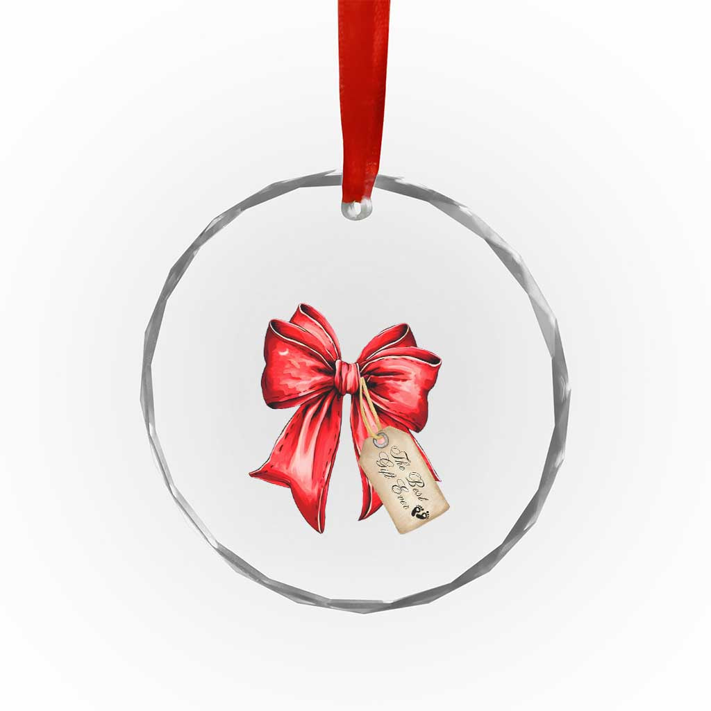 Pregnancy Announcement Crystal Glass Ornament Coquette Bow Xmas Maternity Gift TS10 Print Your Wear