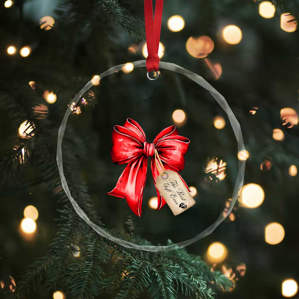 Pregnancy Announcement Crystal Glass Ornament Coquette Bow Xmas Maternity Gift TS10 Print Your Wear