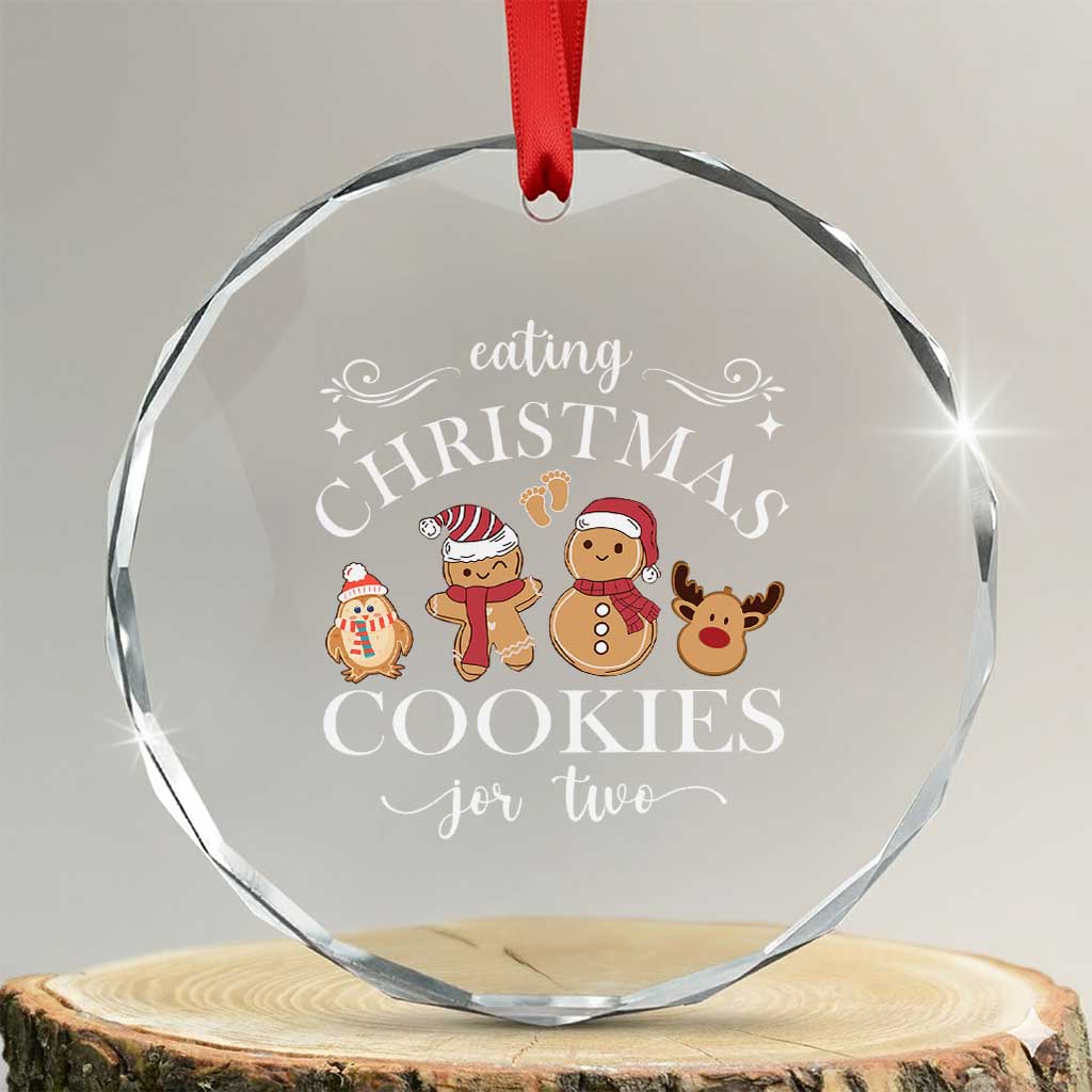 Pregnancy Announcement Crystal Glass Ornament Eating Xmas Cookies For Two Maternity Gift TS10 Transparent Glass 3'' Circle Print Your Wear
