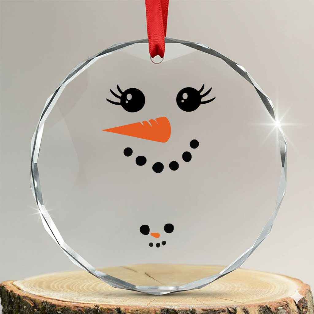 Pregnancy Announcement Crystal Glass Ornament Snowman Face Xmas Maternity Gift TS10 Transparent Glass 3'' Circle Print Your Wear