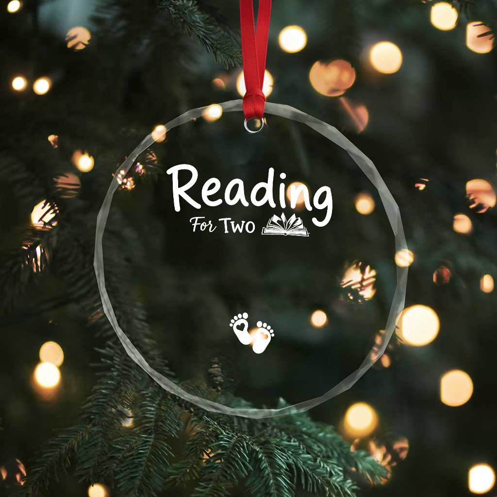 Pregnancy Announcement For Book Lovers Crystal Glass Ornament Reading For Two TS12 Print Your Wear