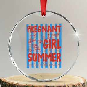 Pregnant Girl Summer Crystal Glass Ornament Funny Beach Pregnancy Announcement TS14 Transparent Glass 3'' Circle Print Your Wear