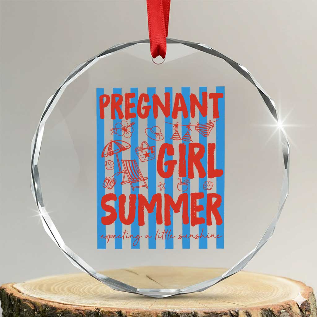 Pregnant Girl Summer Crystal Glass Ornament Funny Beach Pregnancy Announcement TS14 Transparent Glass 3'' Circle Print Your Wear