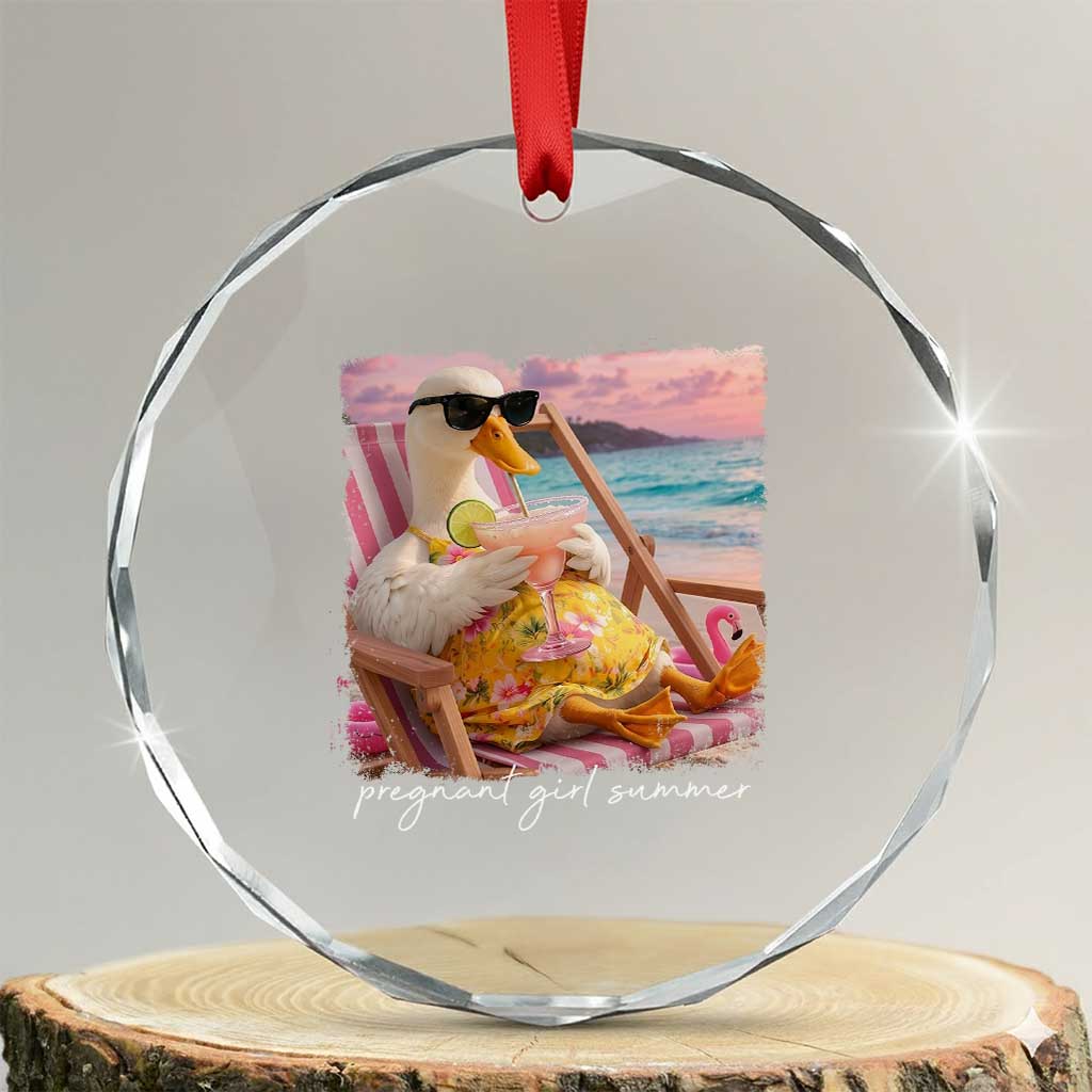 Pregnant Girl Summer Crystal Glass Ornament Silly Goose Mom Baby Announcement TS14 Transparent Glass 3'' Circle Print Your Wear