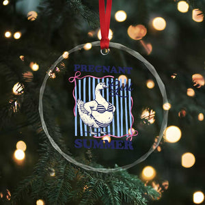 Pregnant Girl Summer Crystal Glass Ornament Striped Coquette Summer Goose Beach Pregnancy Announcement TS10 Print Your Wear